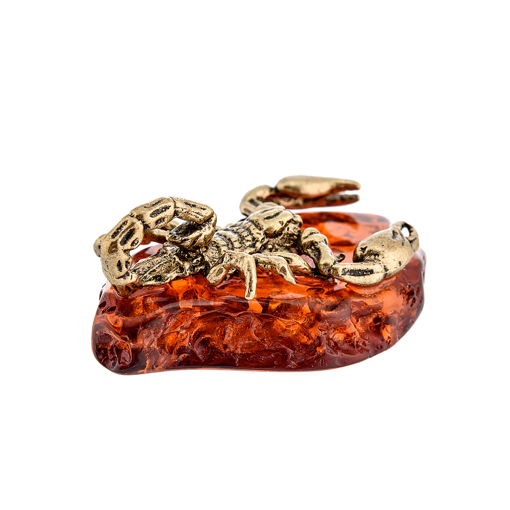 Бронзовая статуэтка на янтаре «Скорпион» - интернет магазин Русь Велика я фото 1