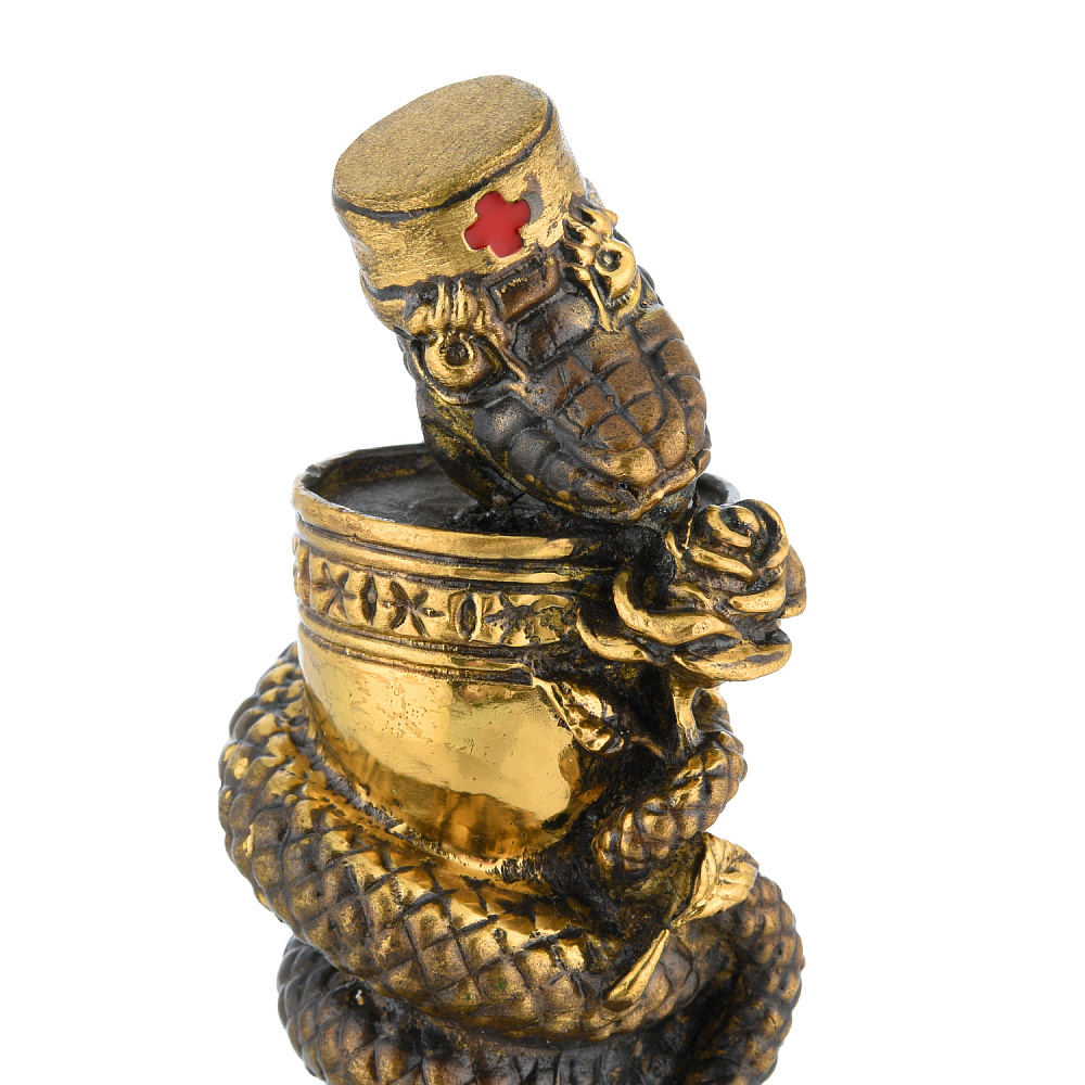 Змея Символ года 2025. Бронзовая статуэтка «Медицинская змея» - интернет магазин Русь Велика я фото 2