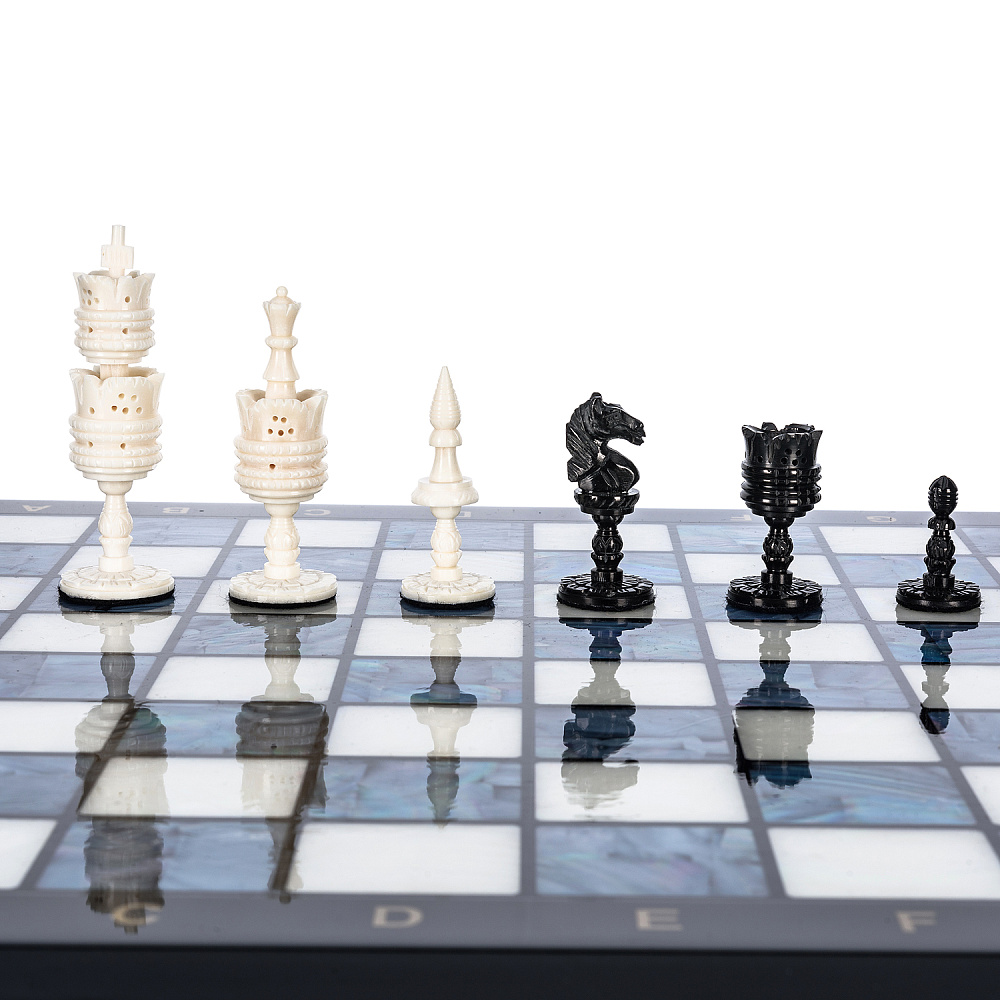 Шахматы с перламутром и фигурами из кости 45х45 см - интернет магазин Русь Велика я фото 2