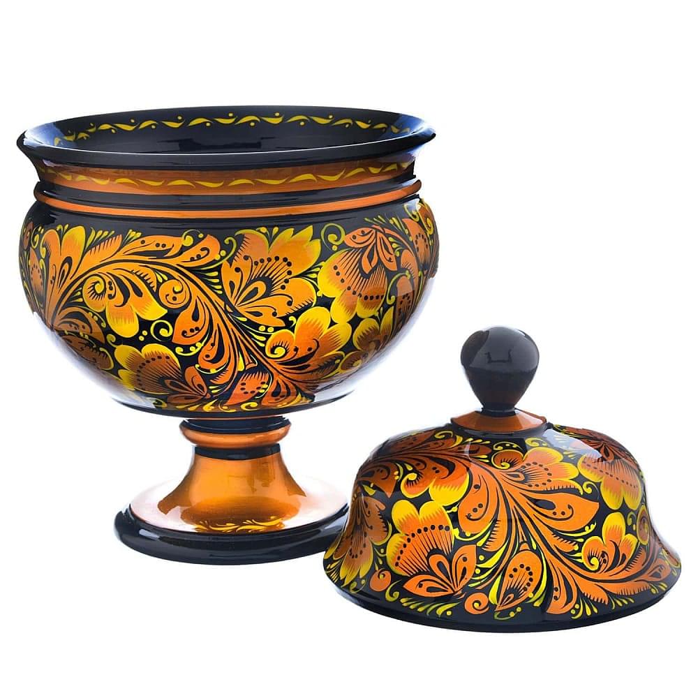 Супница на ножке. Хохлома - интернет магазин Русь Велика я фото 1