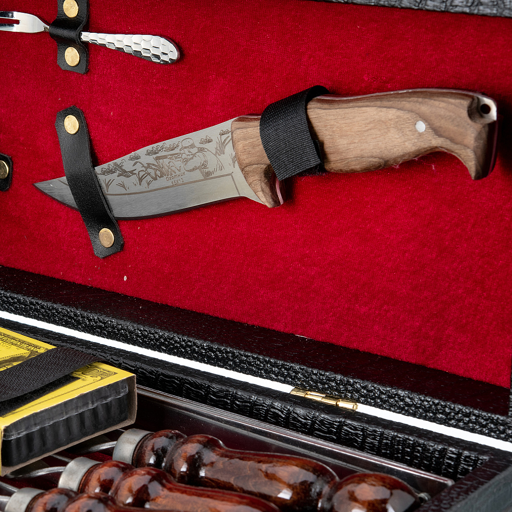 Шашлычный набор для пикника в кожаном футляре - интернет магазин Русь Велика я фото 3