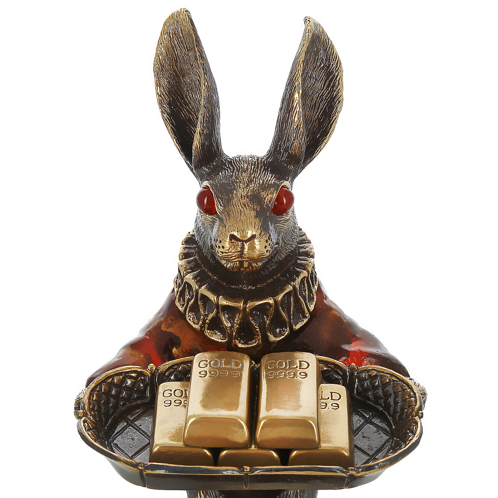 Скульптура из янтаря и бронзы «Кролик. Живи по-царски» - интернет магазин Русь Велика я фото 5