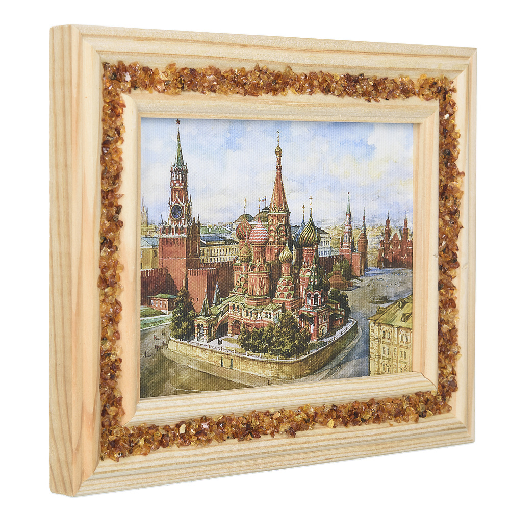 Панно янтарное «Московский Кремль летом» 20х16 см - интернет магазин Русь Велика я фото 1