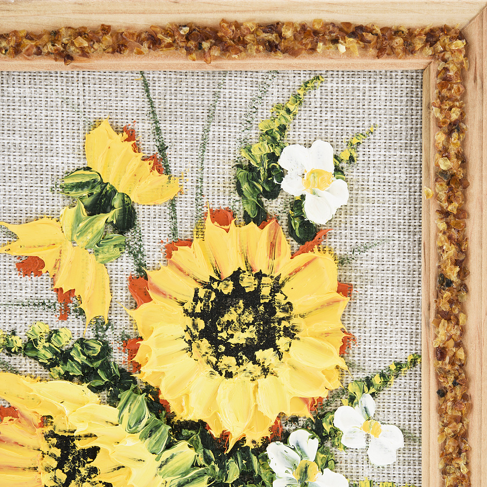 Панно в янтарной раме «Букет цветов» 27х18 см - интернет магазин Русь Велика я фото 2