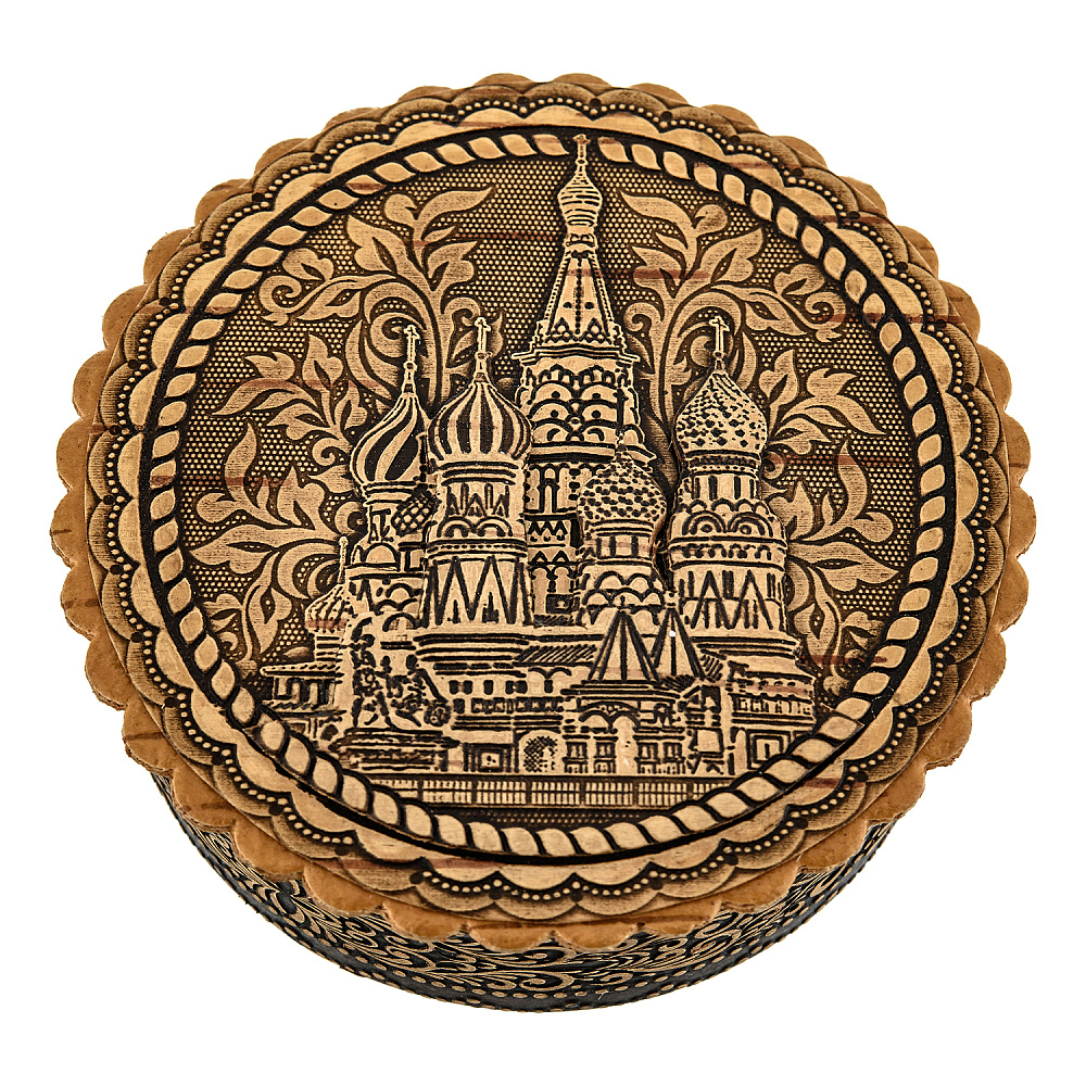 Шкатулка из бересты «Храм Василия Блаженного» - интернет магазин Русь Велика я 