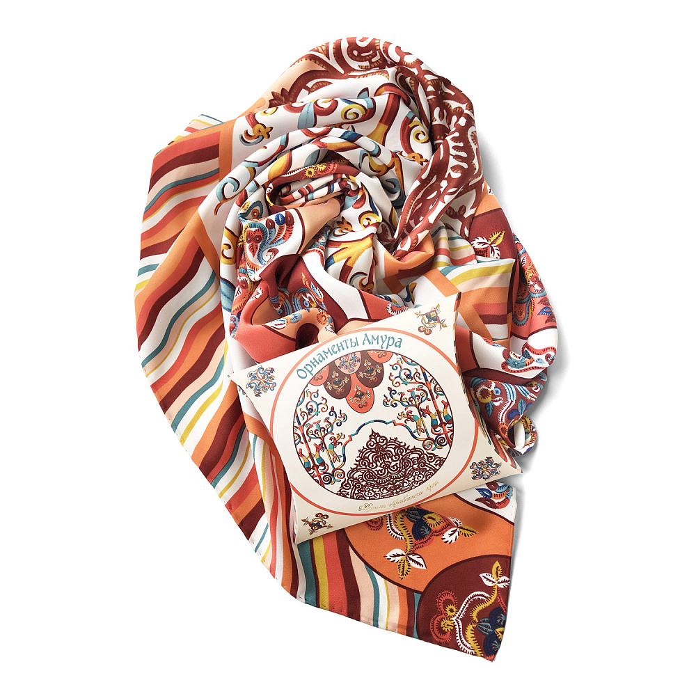 Платок шелковый «Легенды народов Амура» 90х90 см - интернет магазин Русь Велика я фото 2