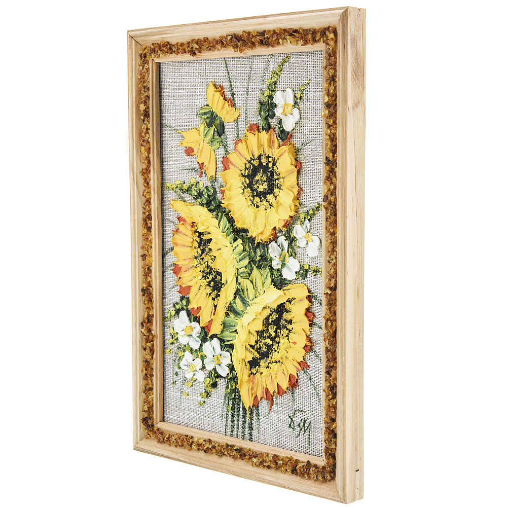 Панно в янтарной раме «Букет цветов» 27х18 см - интернет магазин Русь Велика я фото 1