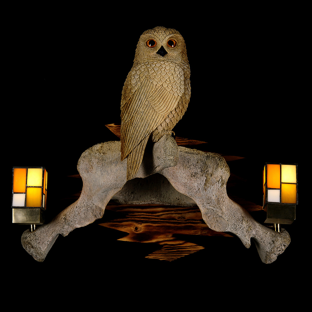 Светильник из кости кита «Сова» - интернет магазин Русь Велика я фото 1