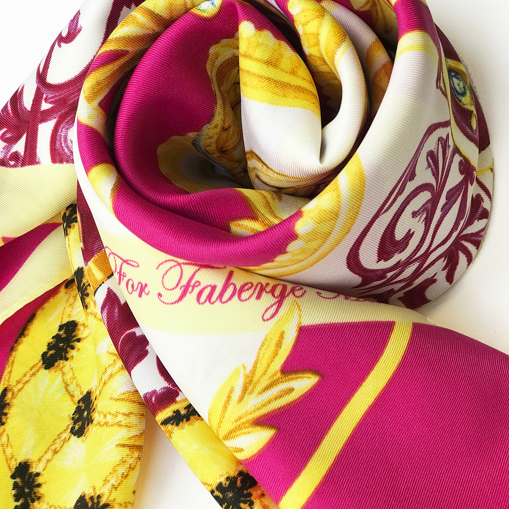 Платок шелковый «Фаберже Коронационное яйцо» 90х90 см - интернет магазин Русь Велика я фото 2