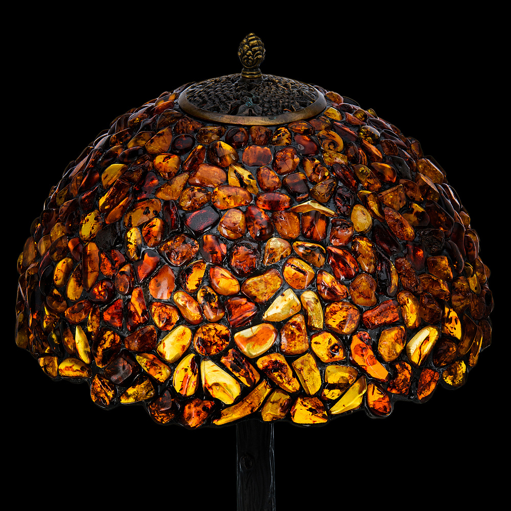 Настольная лампа из янтаря и бронзы. Высота 58 см - интернет магазин Русь Велика я фото 1