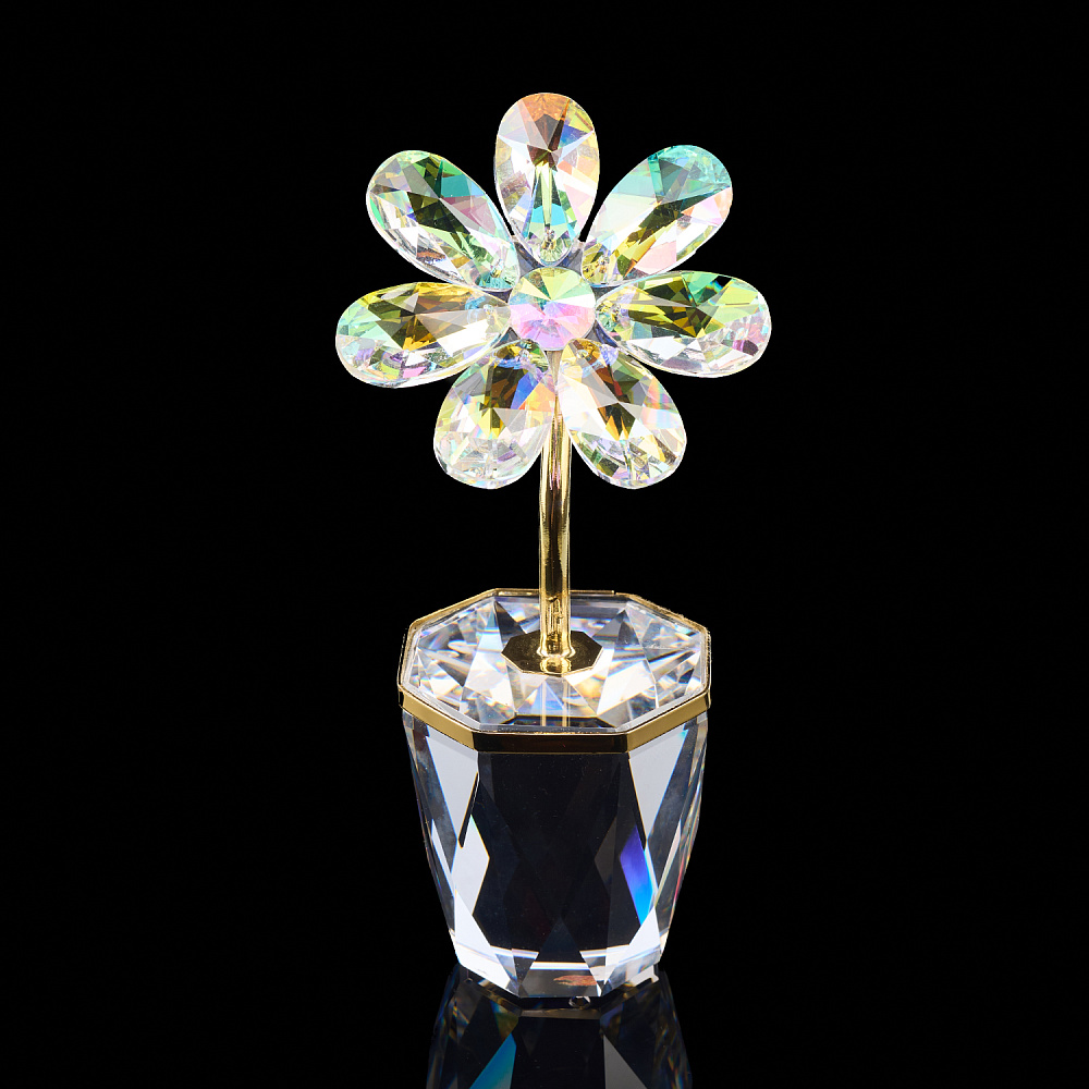 Сувенир из хрусталя «Цветок в вазе» Покрытие AB, Asfour Crystal - интернет магазин Русь Велика я 