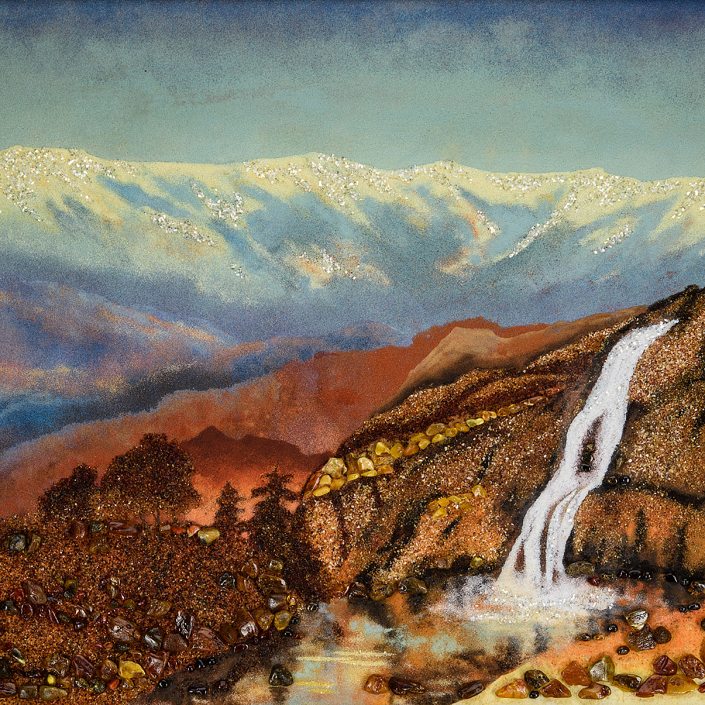 Картина янтарная «Водопад в горах» 60х80 см - интернет магазин Русь Велика я фото 1