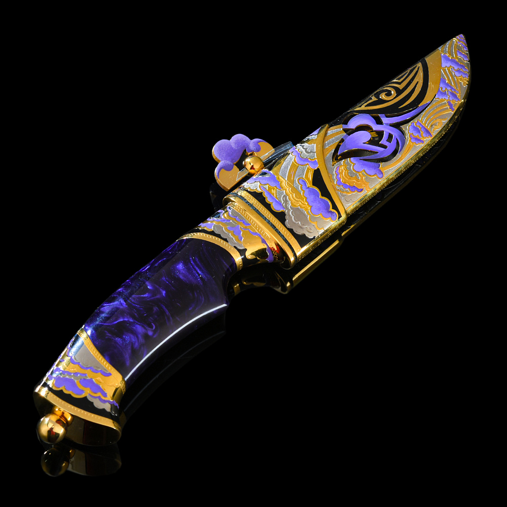 Нож сувенирный с золочением и эмалью. Златоуст - интернет магазин Русь Велика я фото 1
