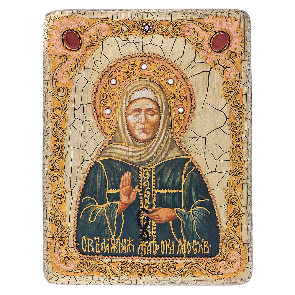 Икона из мореного дуба «Блаженная Матрона Московская» 20х15 см - интернет магазин Русь Велика я 