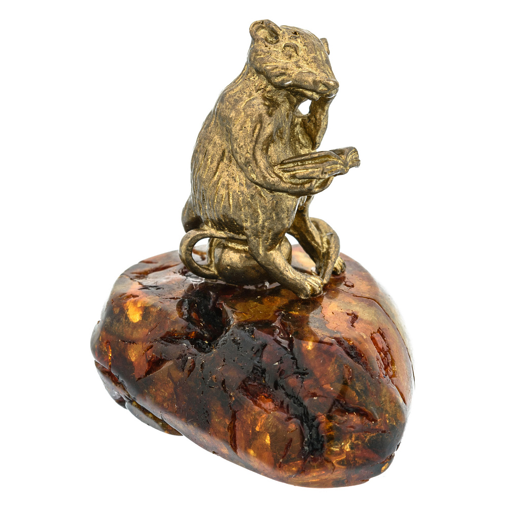 Статуэтка с янтарем «Крыса читает» - интернет магазин Русь Велика я фото 2