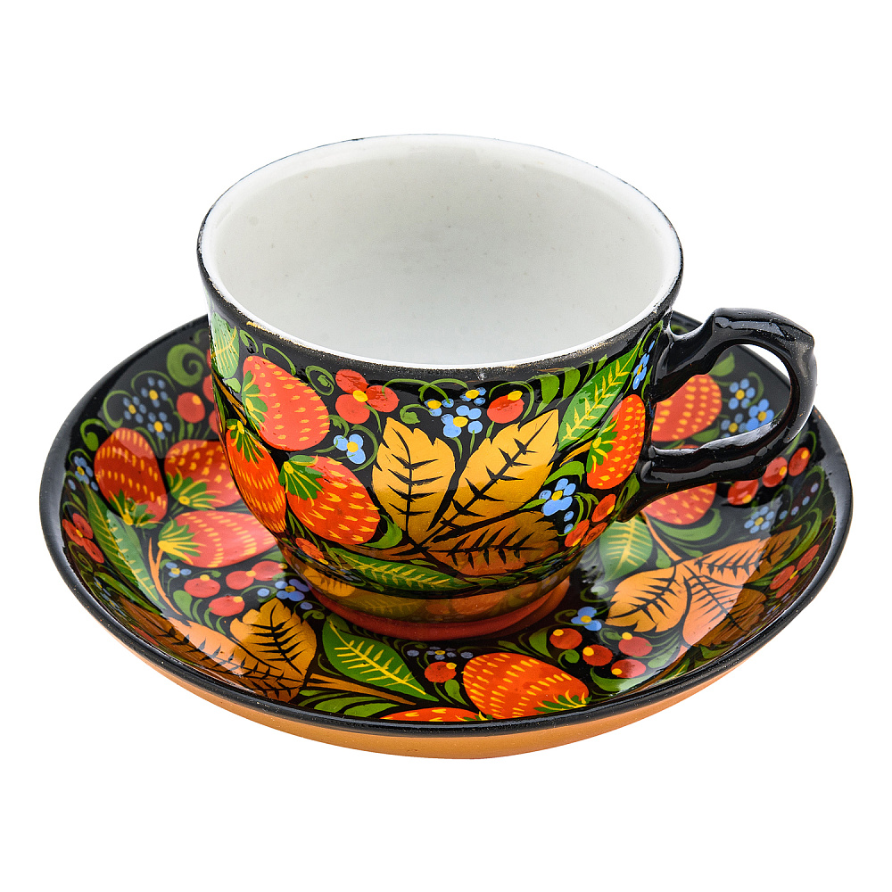 Чайный сервиз на 6 персон «Клубника». Хохлома - интернет магазин Русь Велика я фото 3