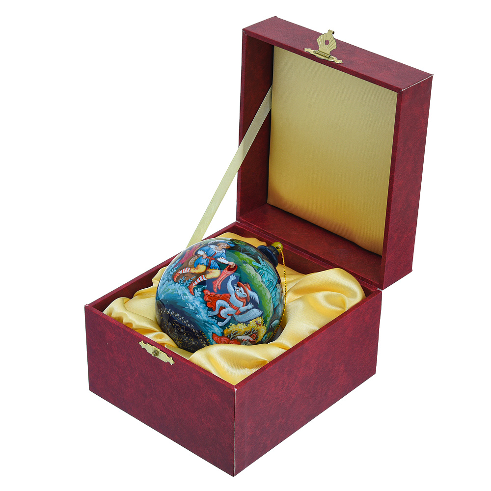 Елочный шар с росписью «Кот в сапогах» - интернет магазин Русь Велика я фото 1