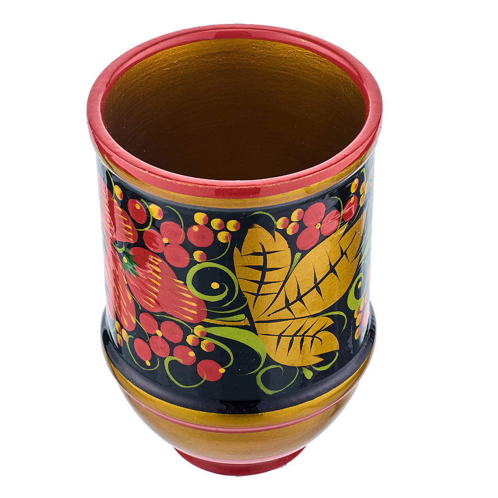 Стакан деревянный с росписью. Хохлома - интернет магазин Русь Велика я фото 1