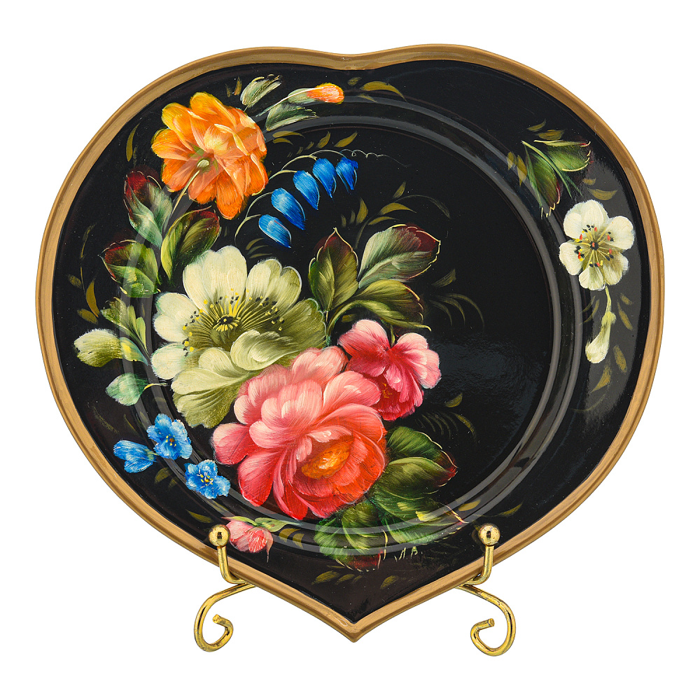 Поднос с авторской росписью 17х16 см - интернет магазин Русь Велика я 