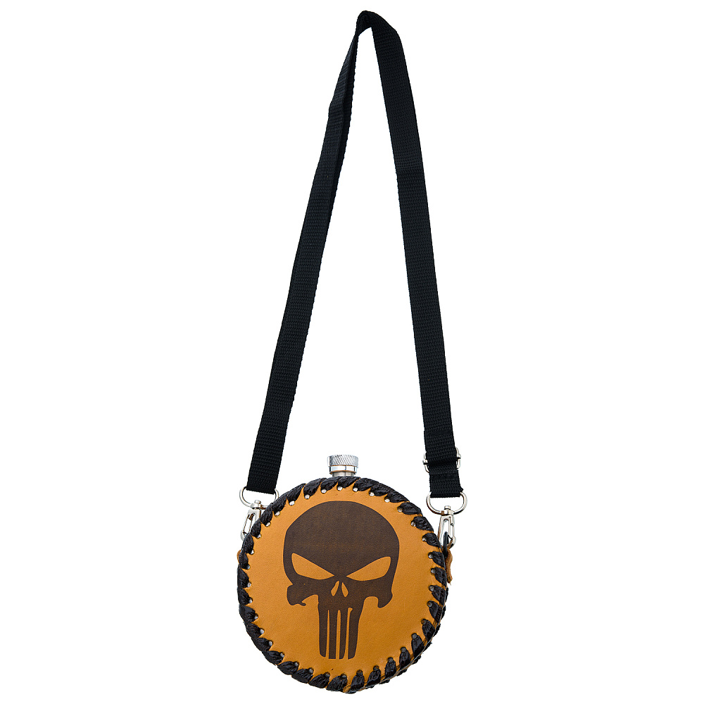 Фляга 0,5 л в кожаном чехле «Череп» - интернет магазин Русь Велика я фото 2