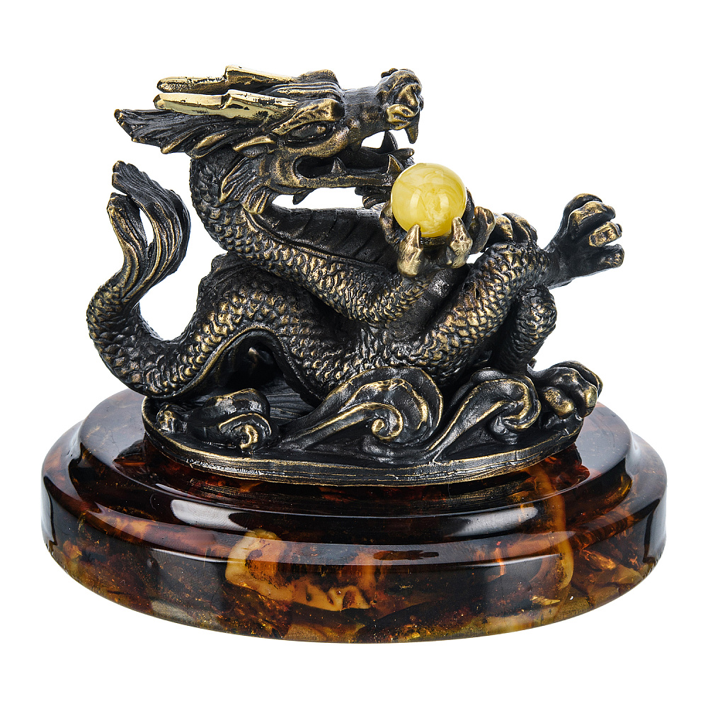Статуэтка из бронзы и янтаря «Блатной китайский дракон» - интернет магазин Русь Велика я фото 4