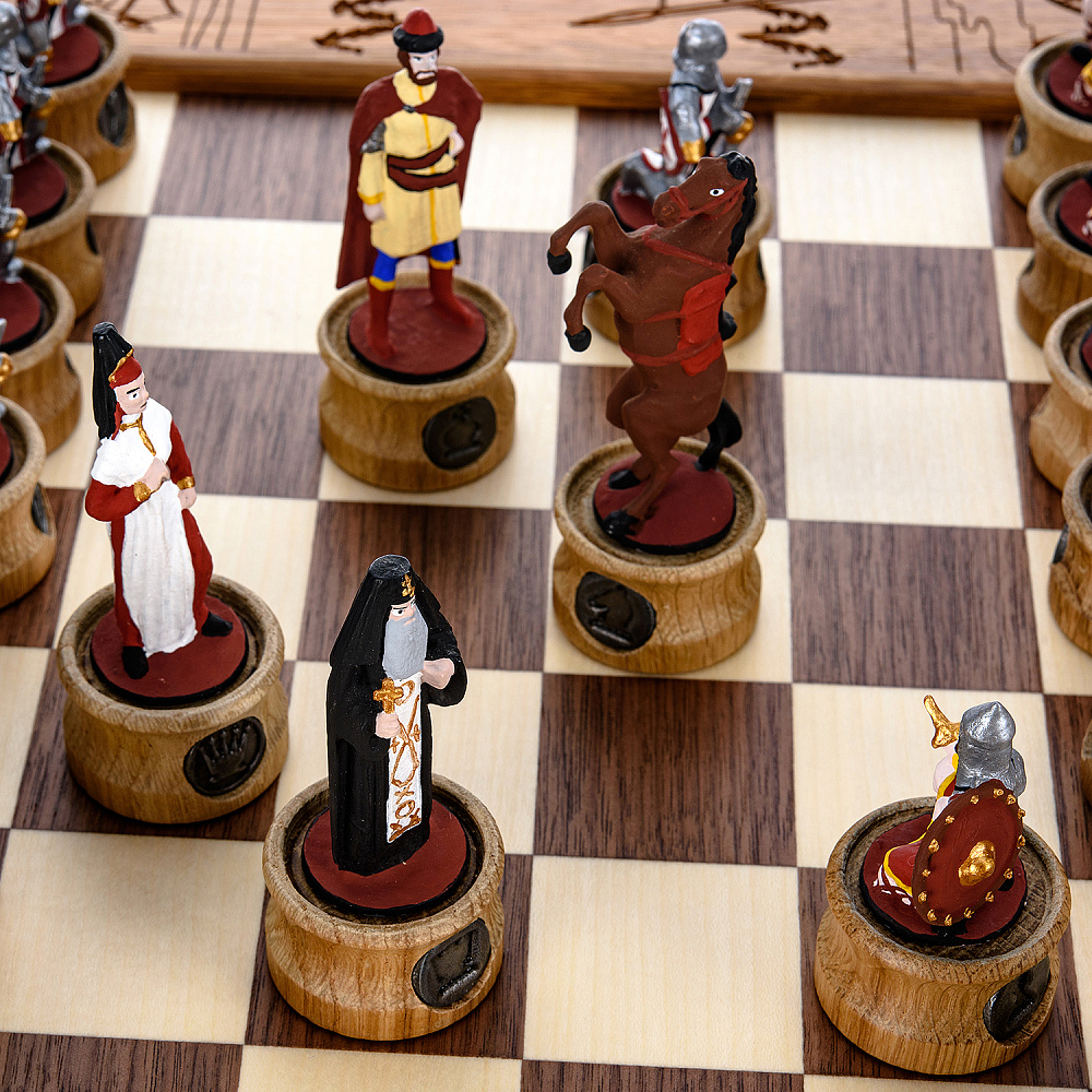 Шахматы деревянные с металлическими фигурами «Ледовое побоище» 47х47 см - интернет магазин Русь Велика я фото 9