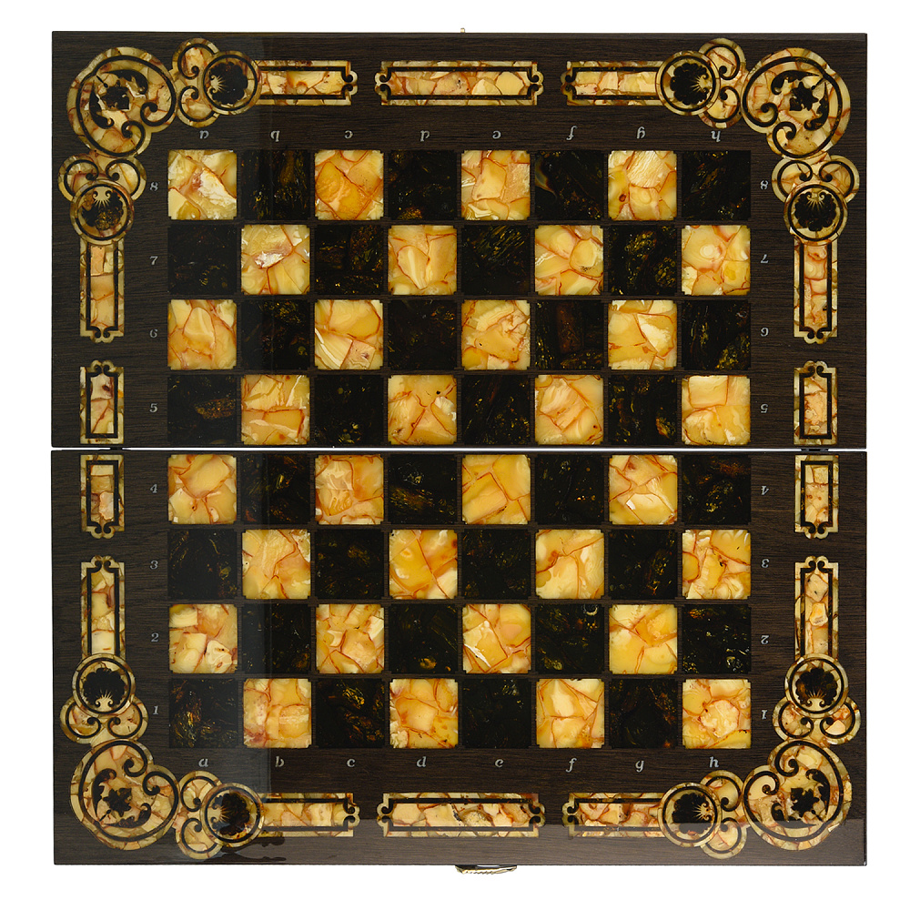 Шахматы с янтарными фигурами «Арабески-Марин» 56х56 см - интернет магазин Русь Велика я фото 8