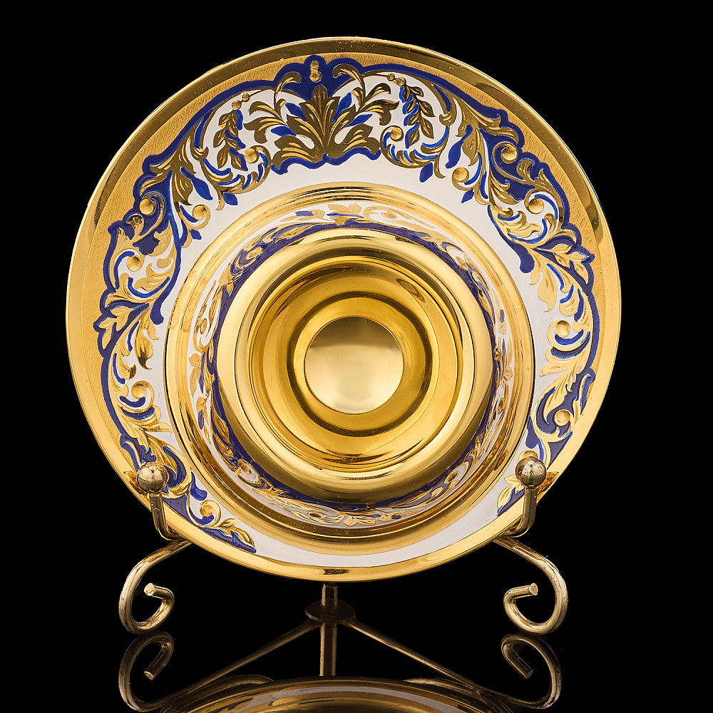 Подставка под яйцо с позолотой и эмалью. Златоуст - интернет магазин Русь Велика я фото 1