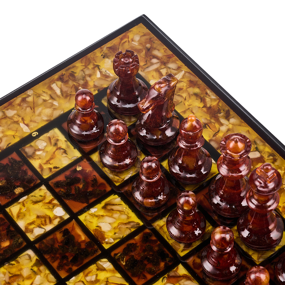 Шахматы с инкрустацией и фигурами из янтаря 30х30 см - интернет магазин Русь Велика я фото 10