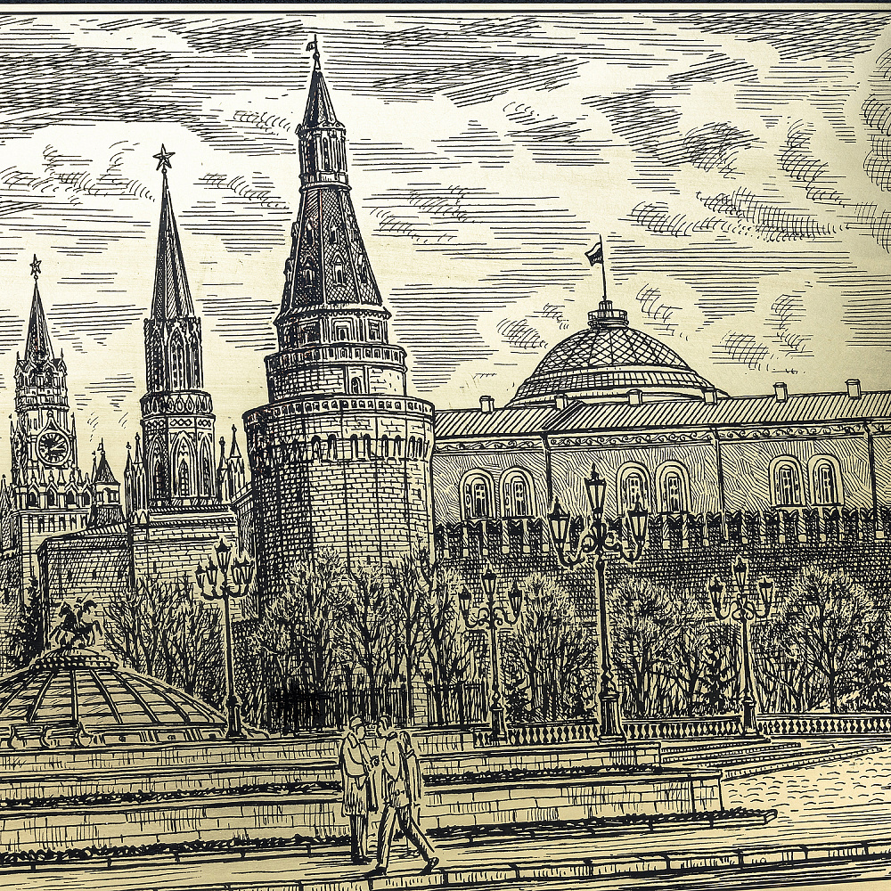 Офорт черно-белый «Манежная площадь» 44х72 см - интернет магазин Русь Велика я фото 2