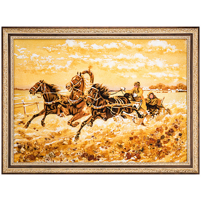 Картина янтарная «Зимняя тройка» 60x80 см