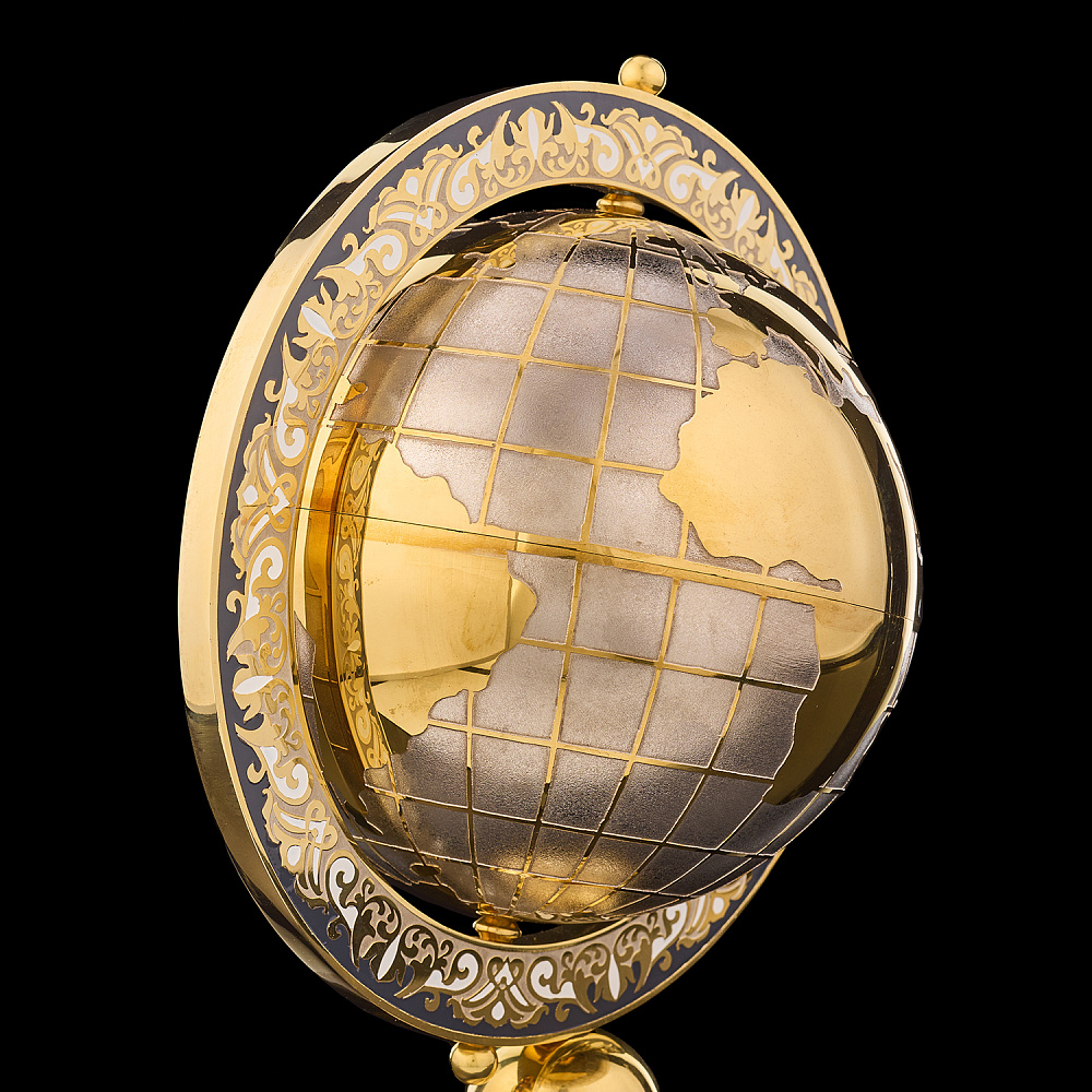 Глобус сувенирный с позолотой и фианитами. Златоуст - интернет магазин Русь Велика я фото 1