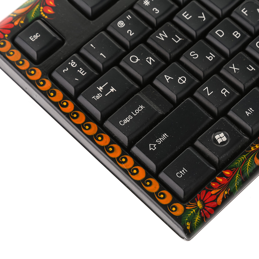 Клавиатура и мышь компьютерные проводные с росписью. Хохлома - интернет магазин Русь Велика я фото 2