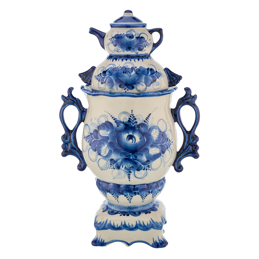 Шкатулка «Самовар купеческий». Гжель - интернет магазин Русь Велика я фото 4