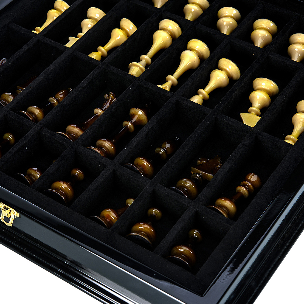 Шахматный ларец с янтарными фигурами «Царский» 48х48 см - интернет магазин Русь Велика я фото 10