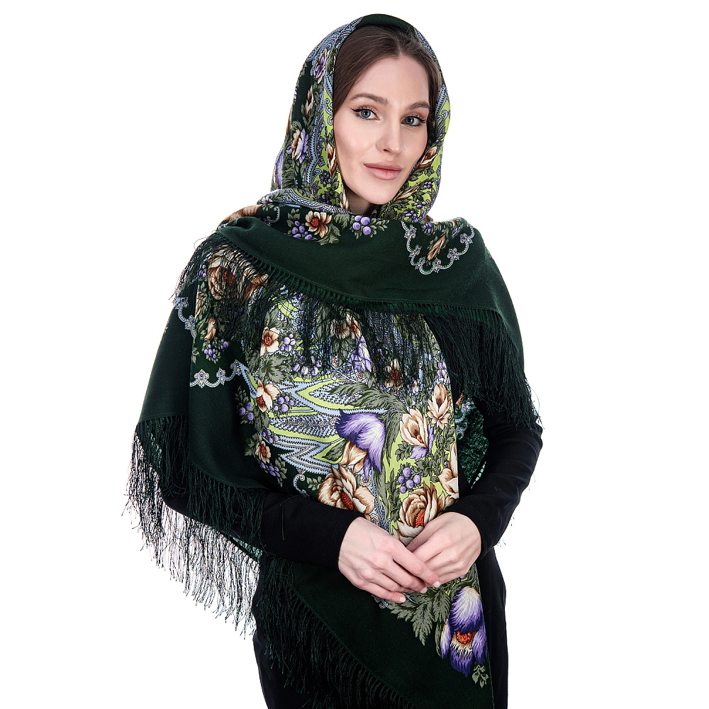 Платок ПавлоПосадский шерстяной «Песня сказочного лета» 146х146 см - интернет магазин Русь Велика я фото 2