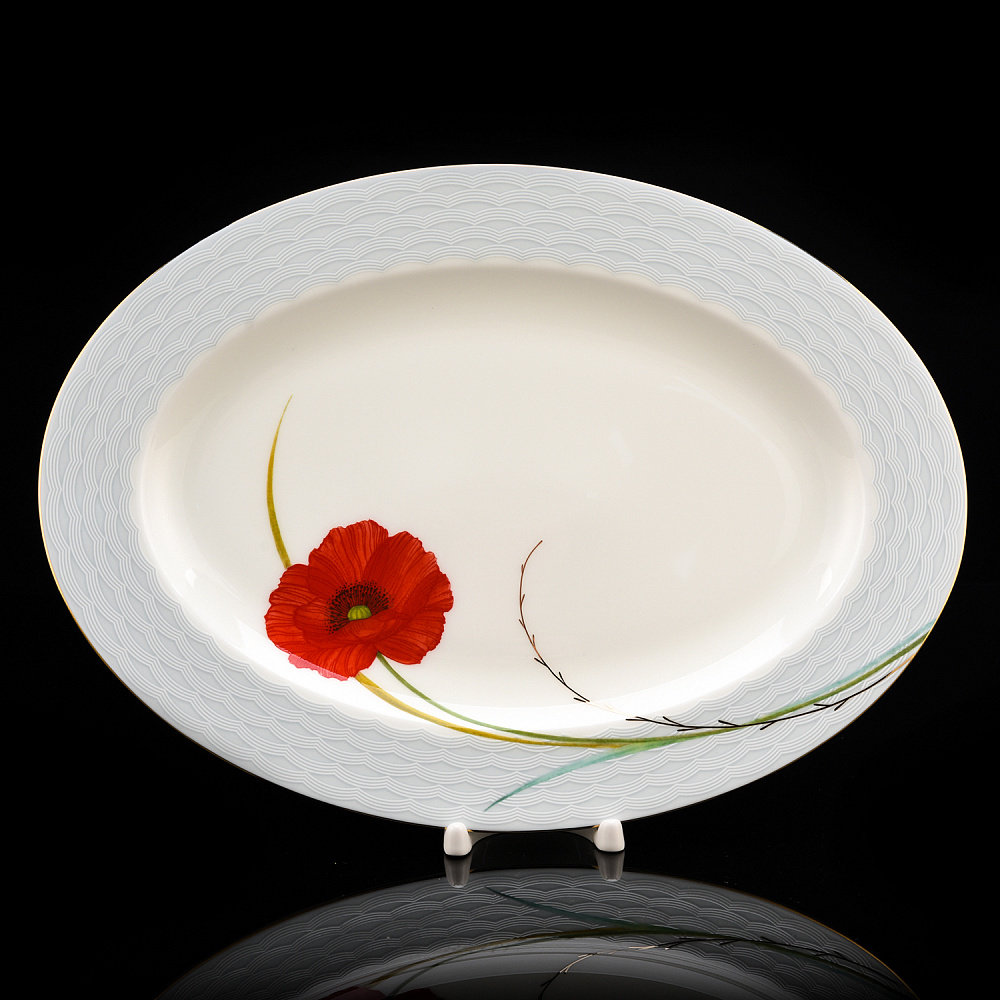 Блюдо овальное «Маки». Форма Премиум. ИФЗ - интернет магазин Русь Велика я 