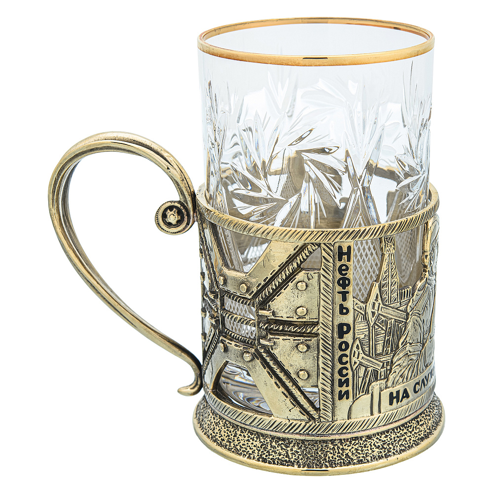 Подстаканник латунный «Нефть России» - интернет магазин Русь Велика я фото 3