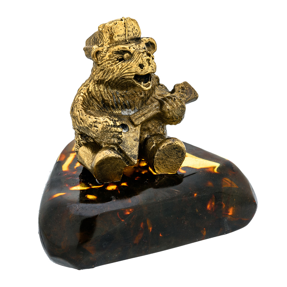 Статуэтка с янтарем «Мишка с балалайкой» - интернет магазин Русь Велика я фото 1