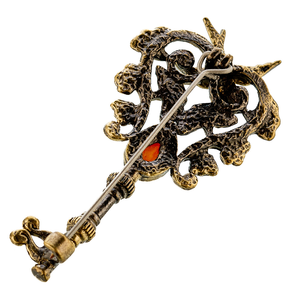 Брошь с янтарем «Ключик. Ласточка» - интернет магазин Русь Велика я фото 1