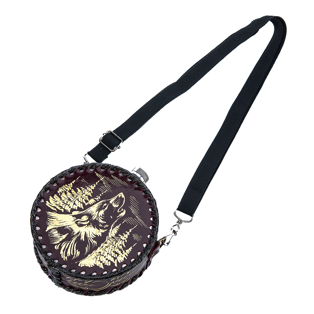 Фляга в кожаном футляре «Волк» 0,5 л - интернет магазин Русь Велика я фото 3