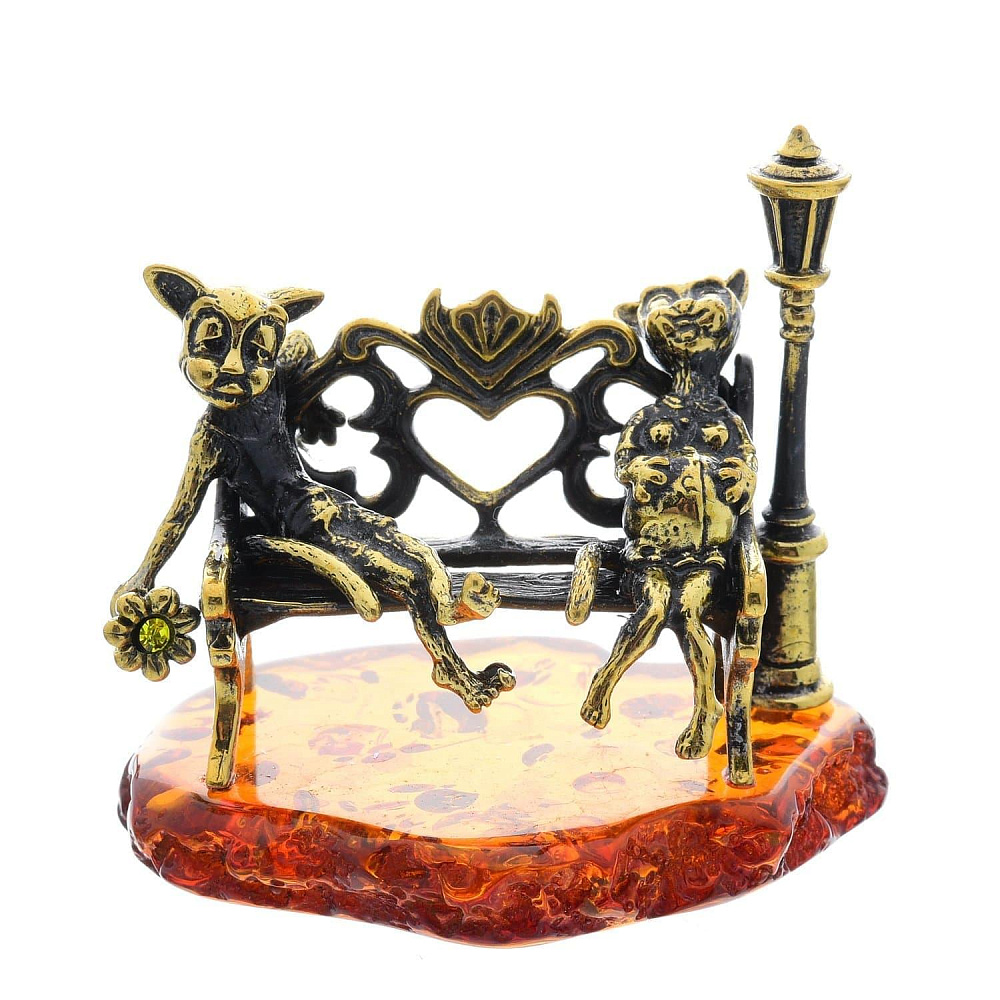 Статуэтка с янтарем «Коты в ожидании чуда» - интернет магазин Русь Велика я 