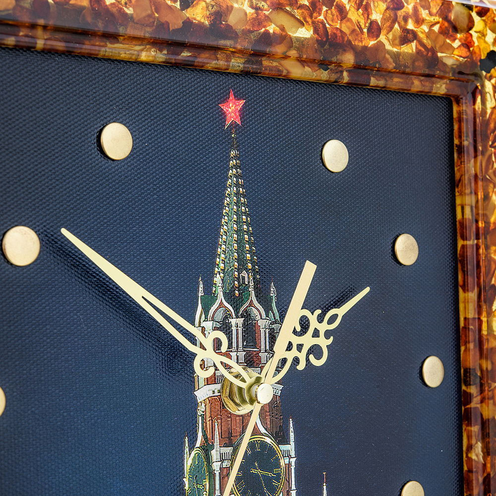 Часы настенные из янтаря «Спасская башня» - интернет магазин Русь Велика я фото 3