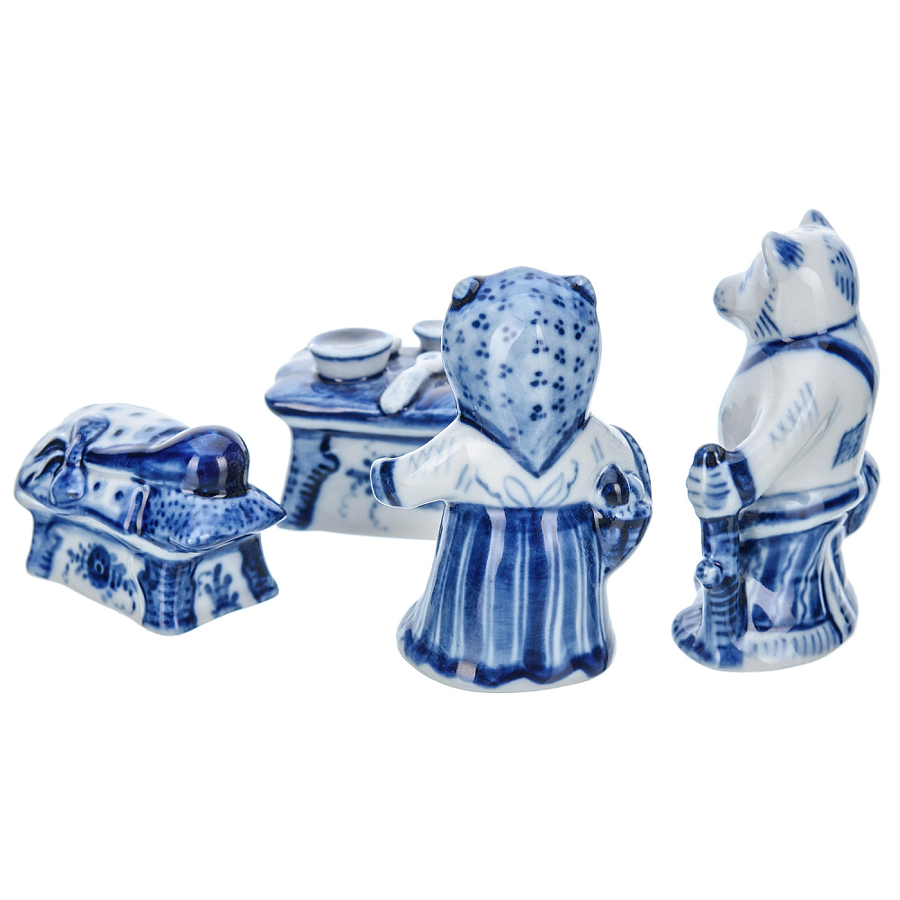 Набор статуэток «Маша и медведь». Гжель - интернет магазин Русь Велика я фото 2