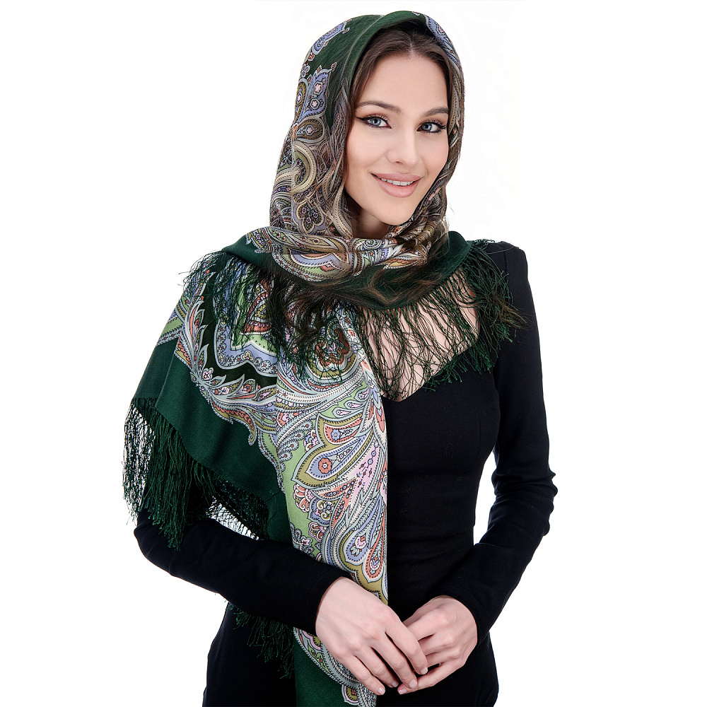 Платок ПавлоПосадский шерстяной «Предчувствие весны» 125х125 см - интернет магазин Русь Велика я фото 4