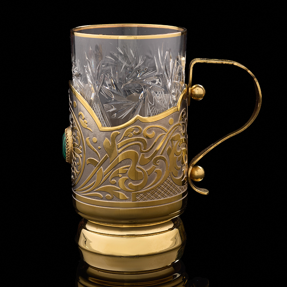 Подстаканник с позолотой и малахитом. Златоуст - интернет магазин Русь Велика я фото 2