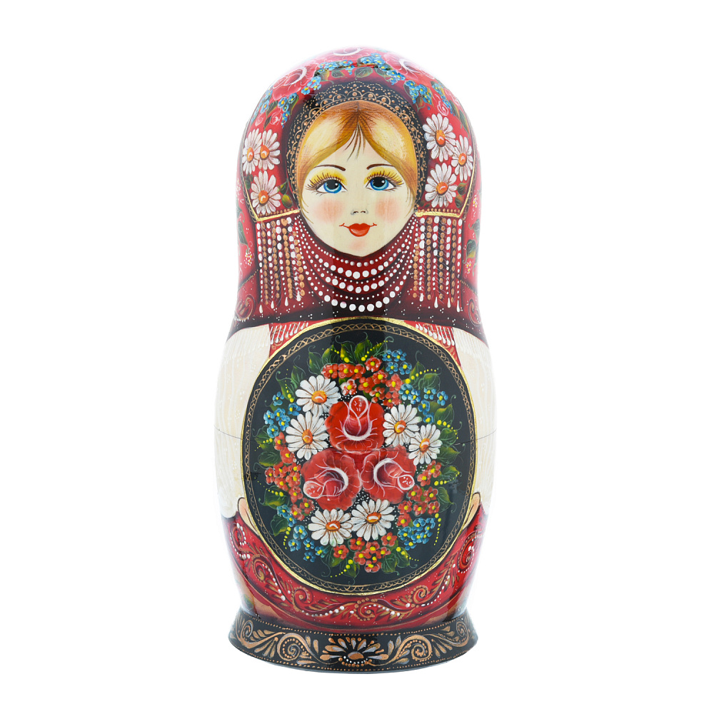 Матрешка «Цветы» 10 мест - интернет магазин Русь Велика я фото 1