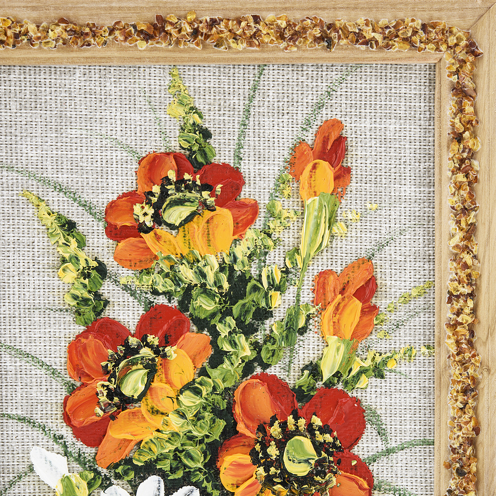 Панно в янтарной раме «Букет цветов» 27х18 см - интернет магазин Русь Велика я фото 2