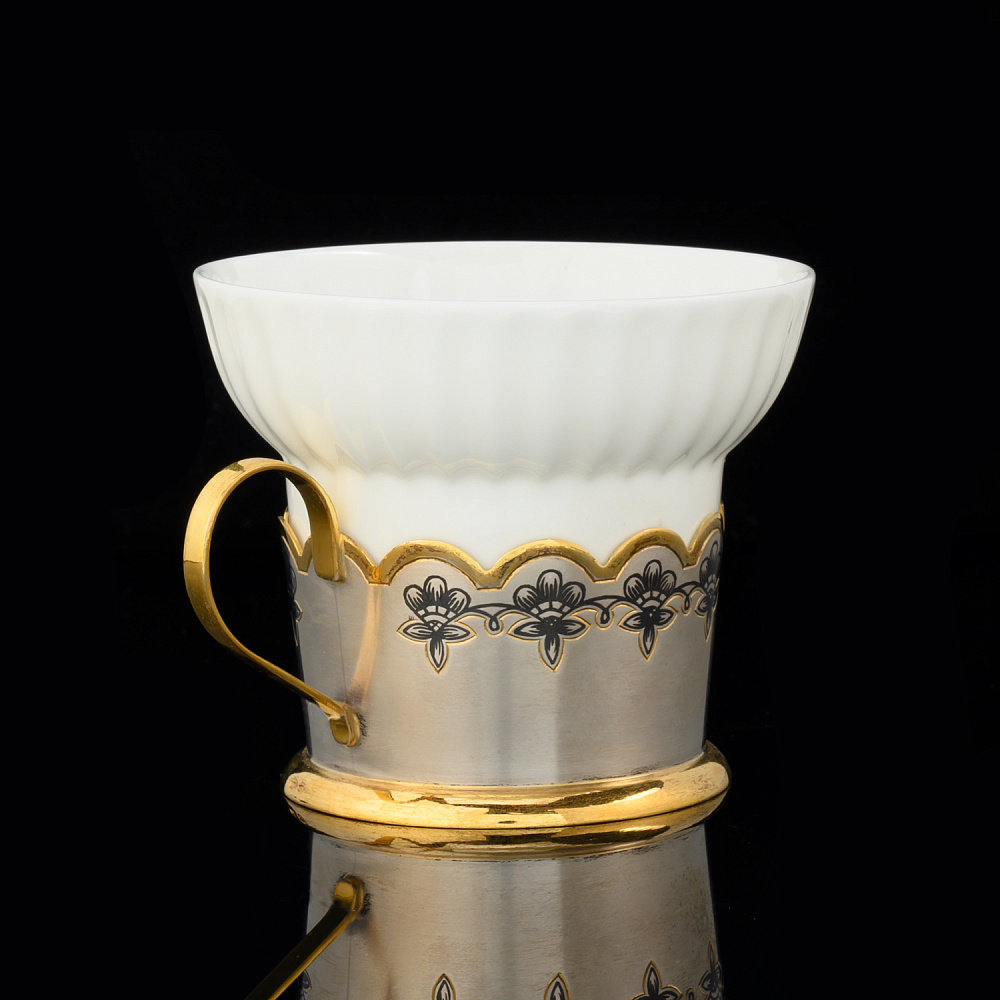 Чашка чайная «Астра» из серебра 925* - интернет магазин Русь Велика я фото 2