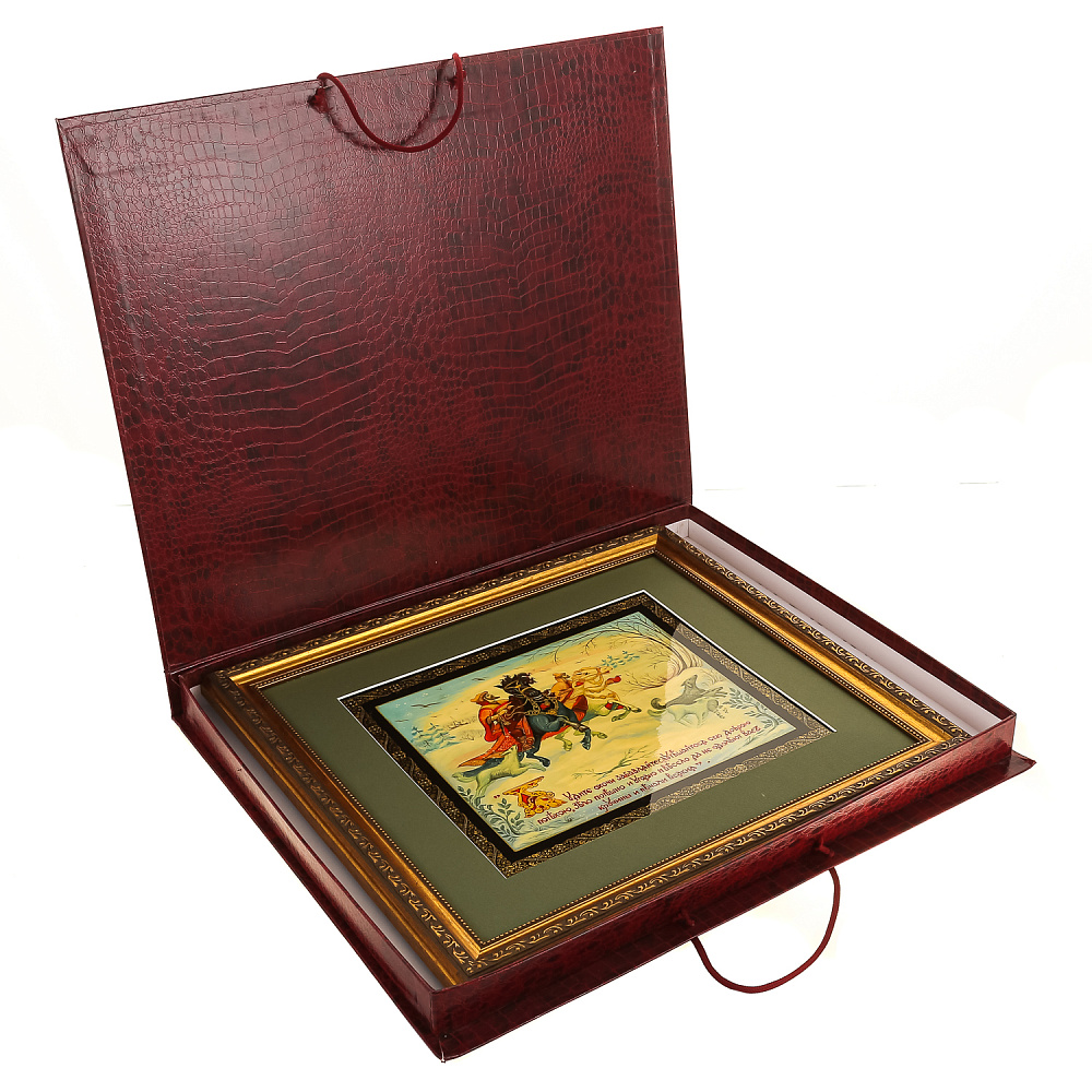 Панно из папье-маше «Царская охота». Палех 45х40 см - интернет магазин Русь Велика я фото 2